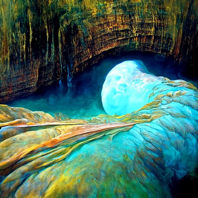 Canyon River Under Moon: Hyperrealistic Cel-Shaded Aurora