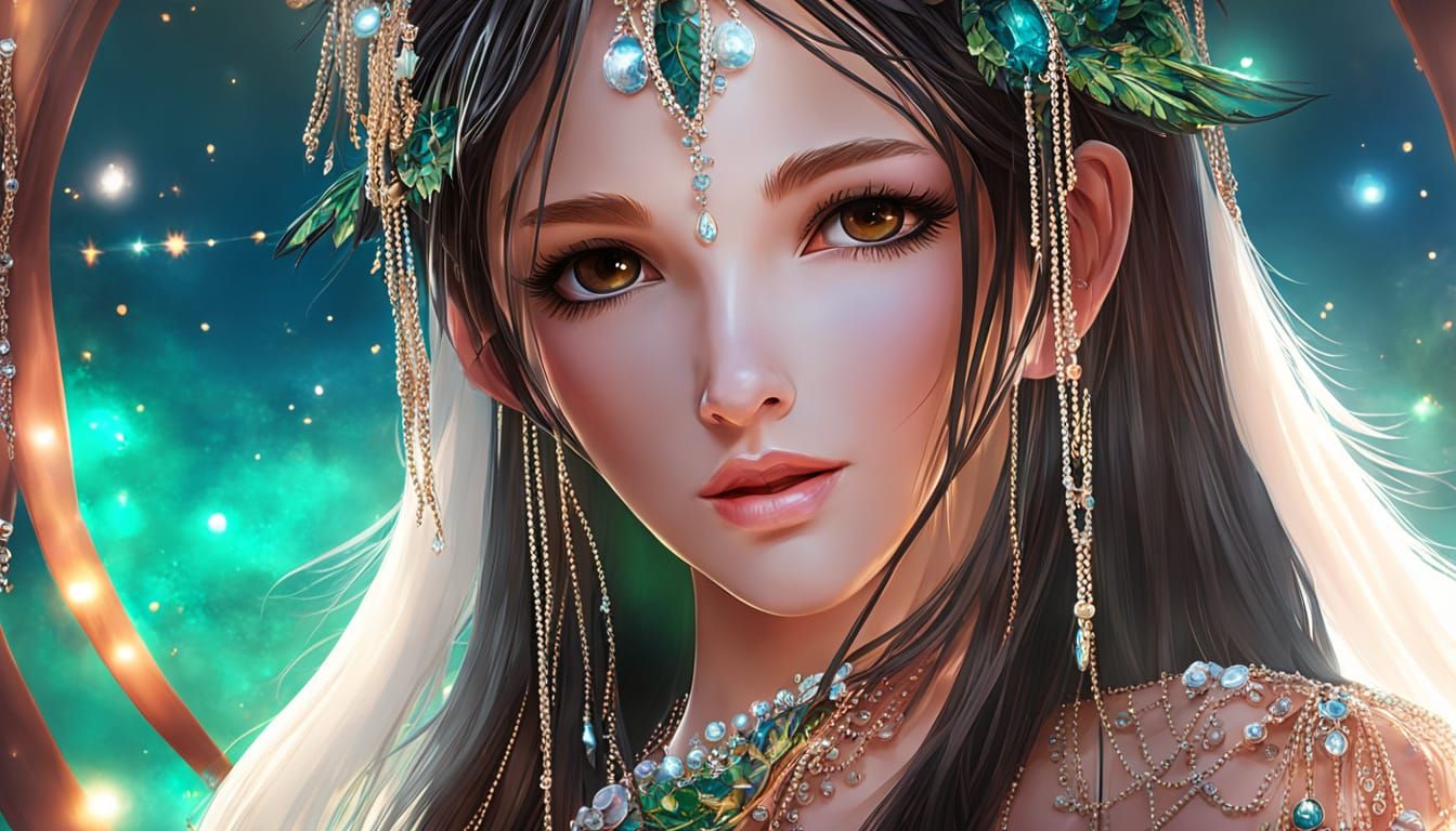 Ethereal Fantasy Portrait in Vibrant Iridescent Colors