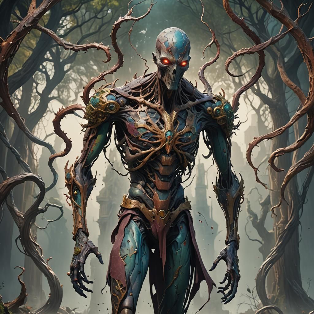 Six-Armed Faceless Man in Detailed Matte Painting