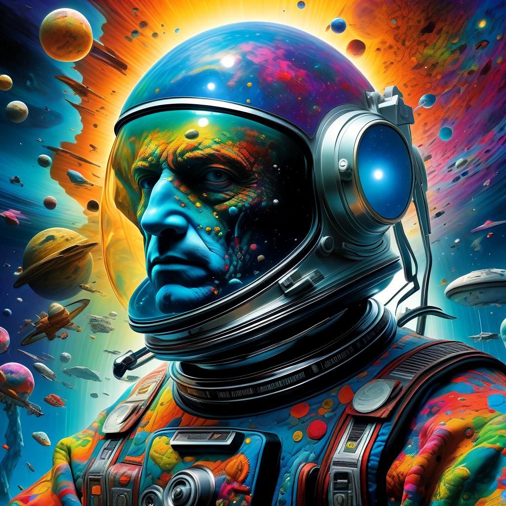 Psychedelic Spaceman in a Neosurrealist Style