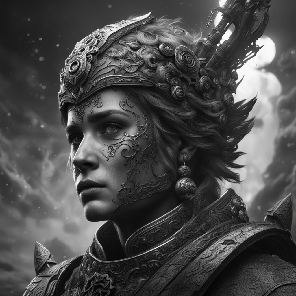 Detailed Black and White Portrait