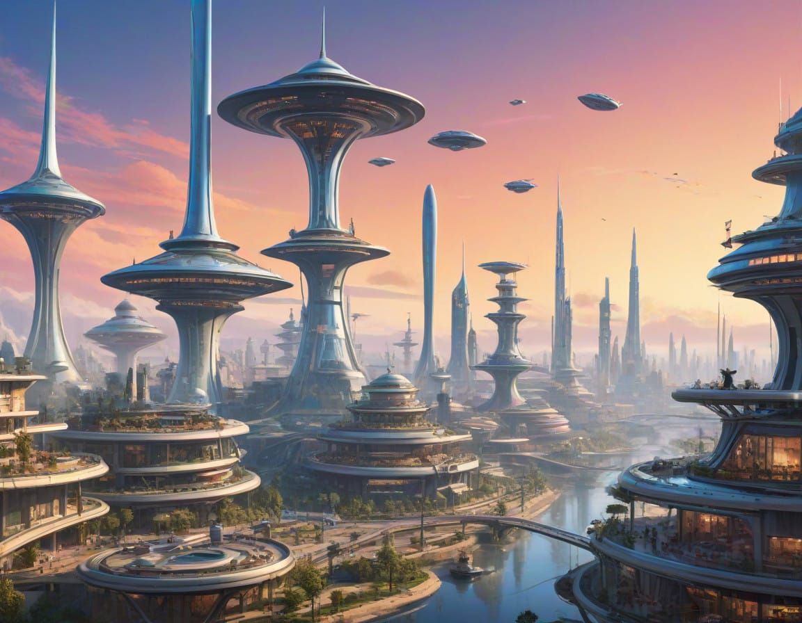Futuristic Metropolis in Space Age Style