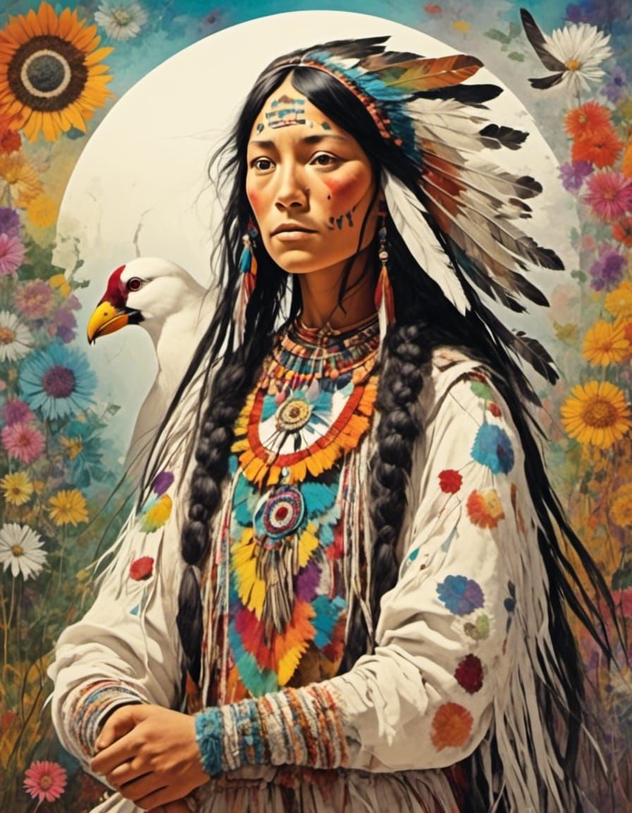 Running Bear and Little White Dove Matte Painting