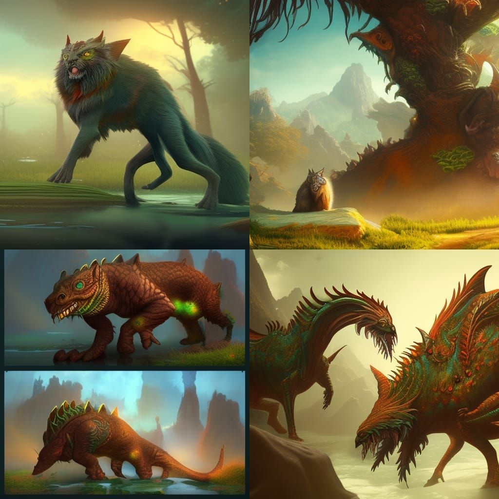 Fantastical Animal Hybrids in Detailed Matte Painting