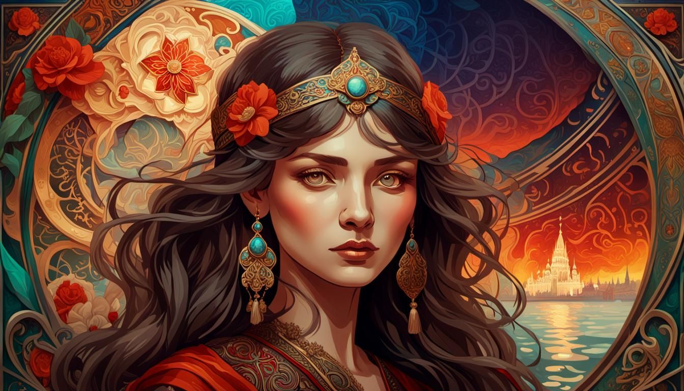 A stunningly beautiful Russian woman with long fair hair sty...