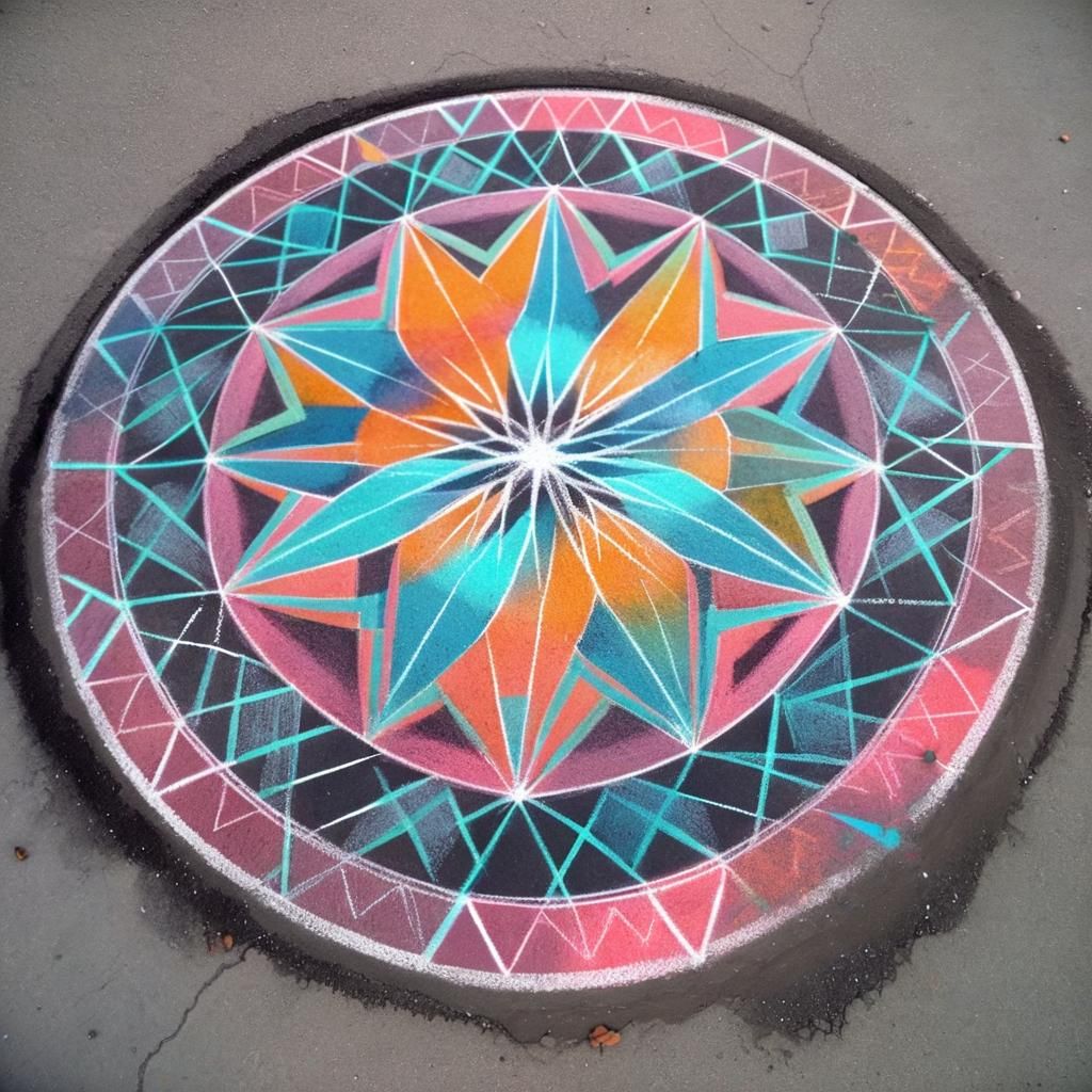 Colorful Mandala Chalk Art Inspired by Nature