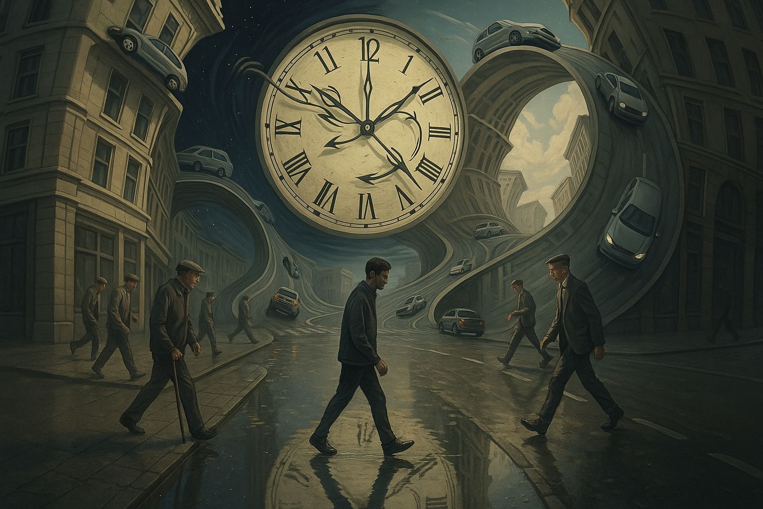 Surreal Cityscape with Impossible Architecture