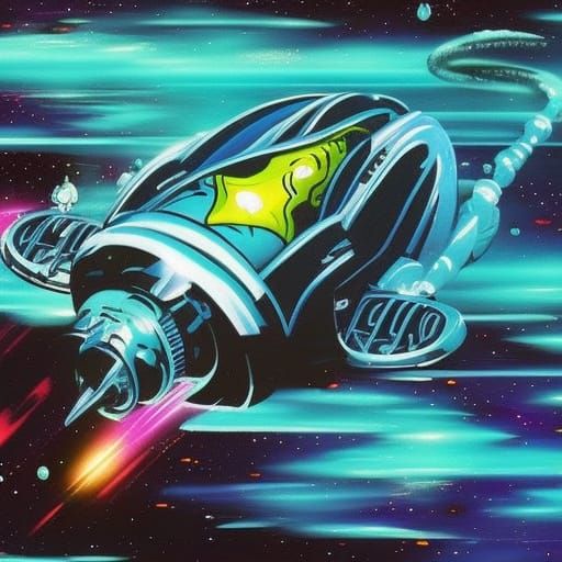 Sci-Fi Space Boat in Graffiti Splash Art Style