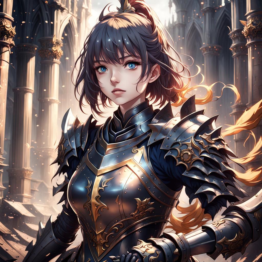 Anime Knight Girl Digital Art in 8k