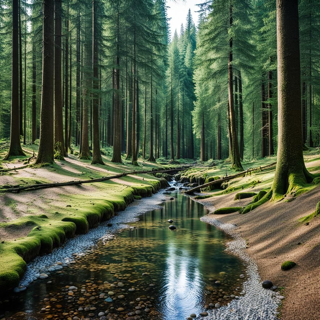 Enchanted Forest Stream Extends Beyond the Frame