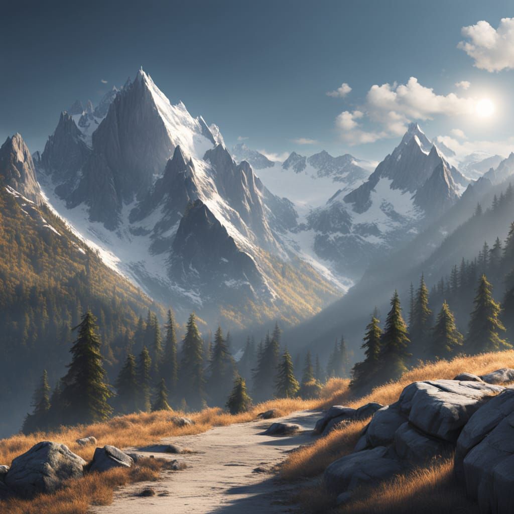 Majestic Mountain Range Concept Art