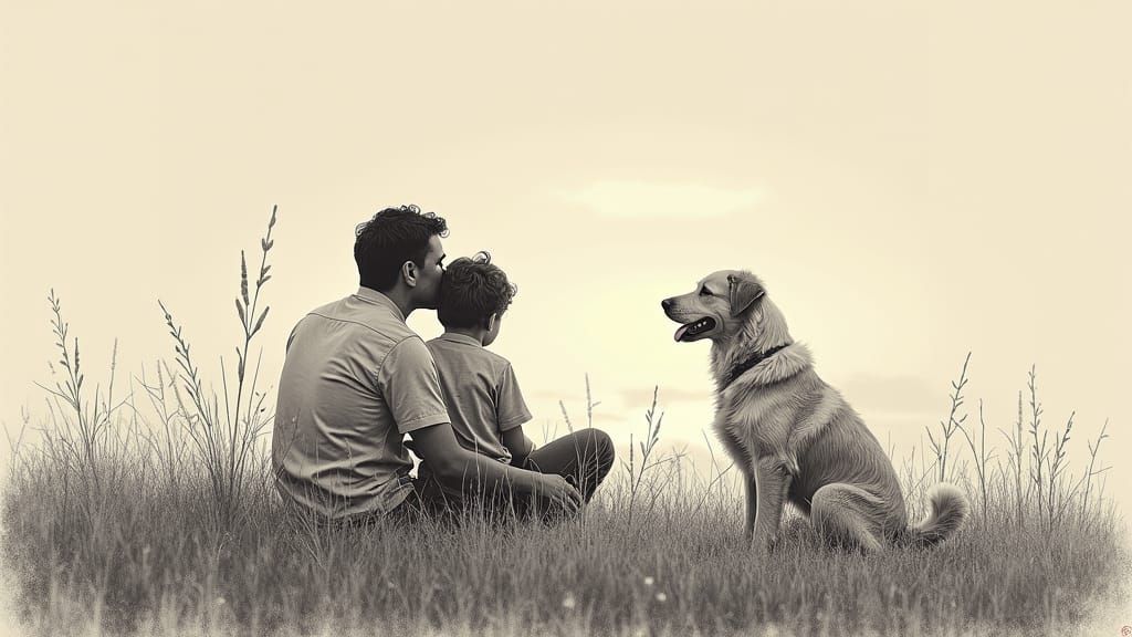Pencil Drawing: Home, Family, Sunset Love