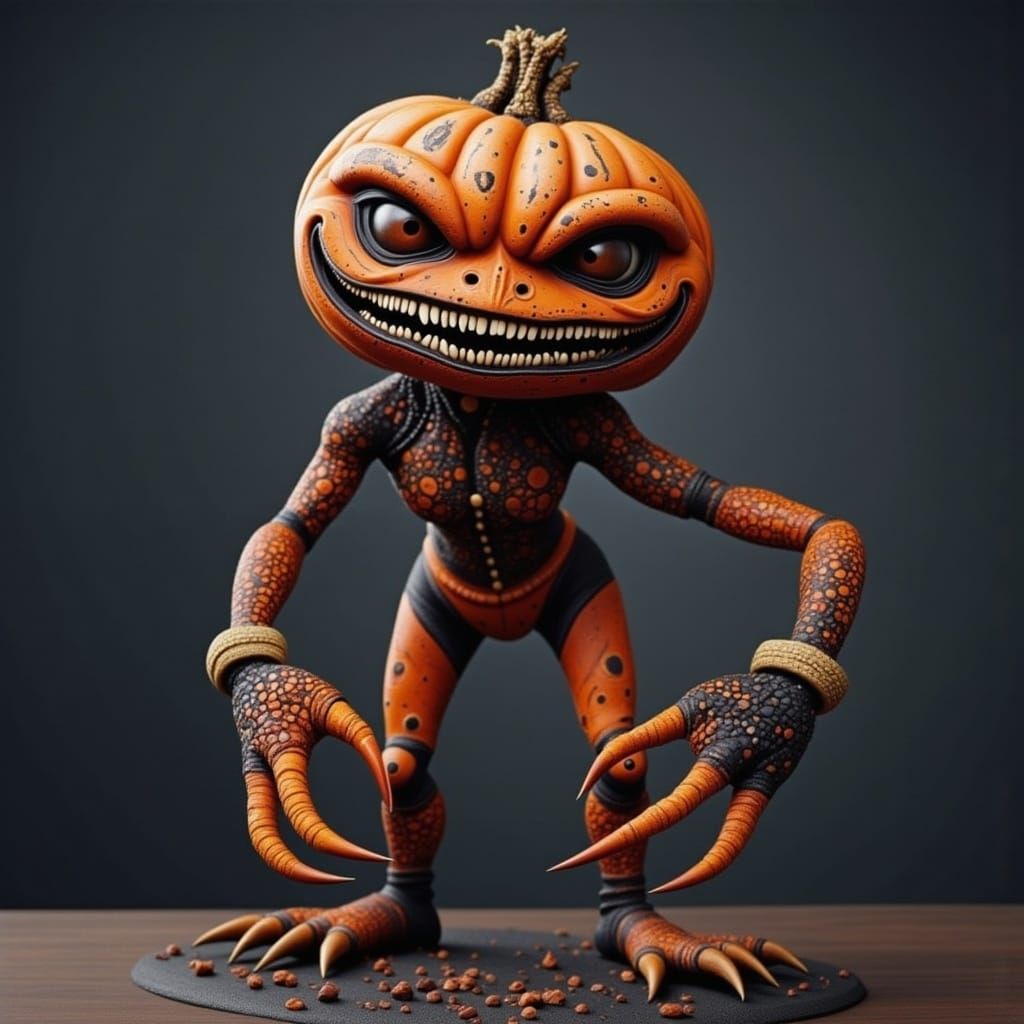 Dark Fantasy Harley Quinn with Pumpkin Head