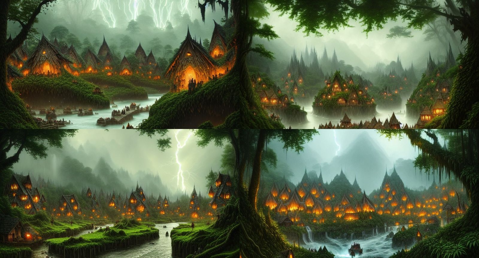 Lush Goblin Village in Romanticism Style