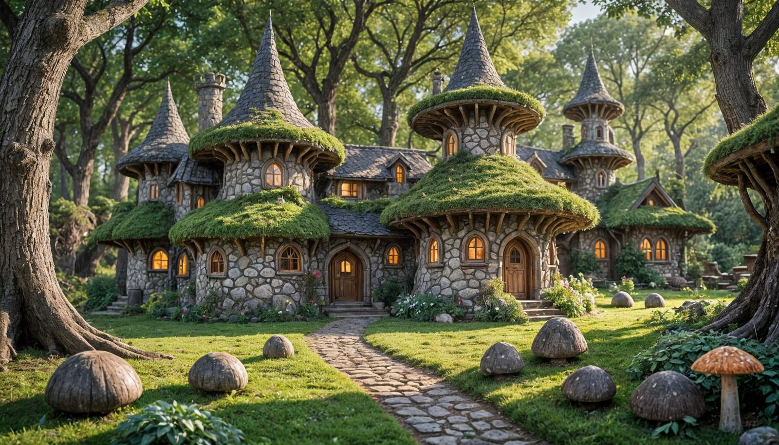 Whimsical Elven Cottage Amidst Fungal Towers