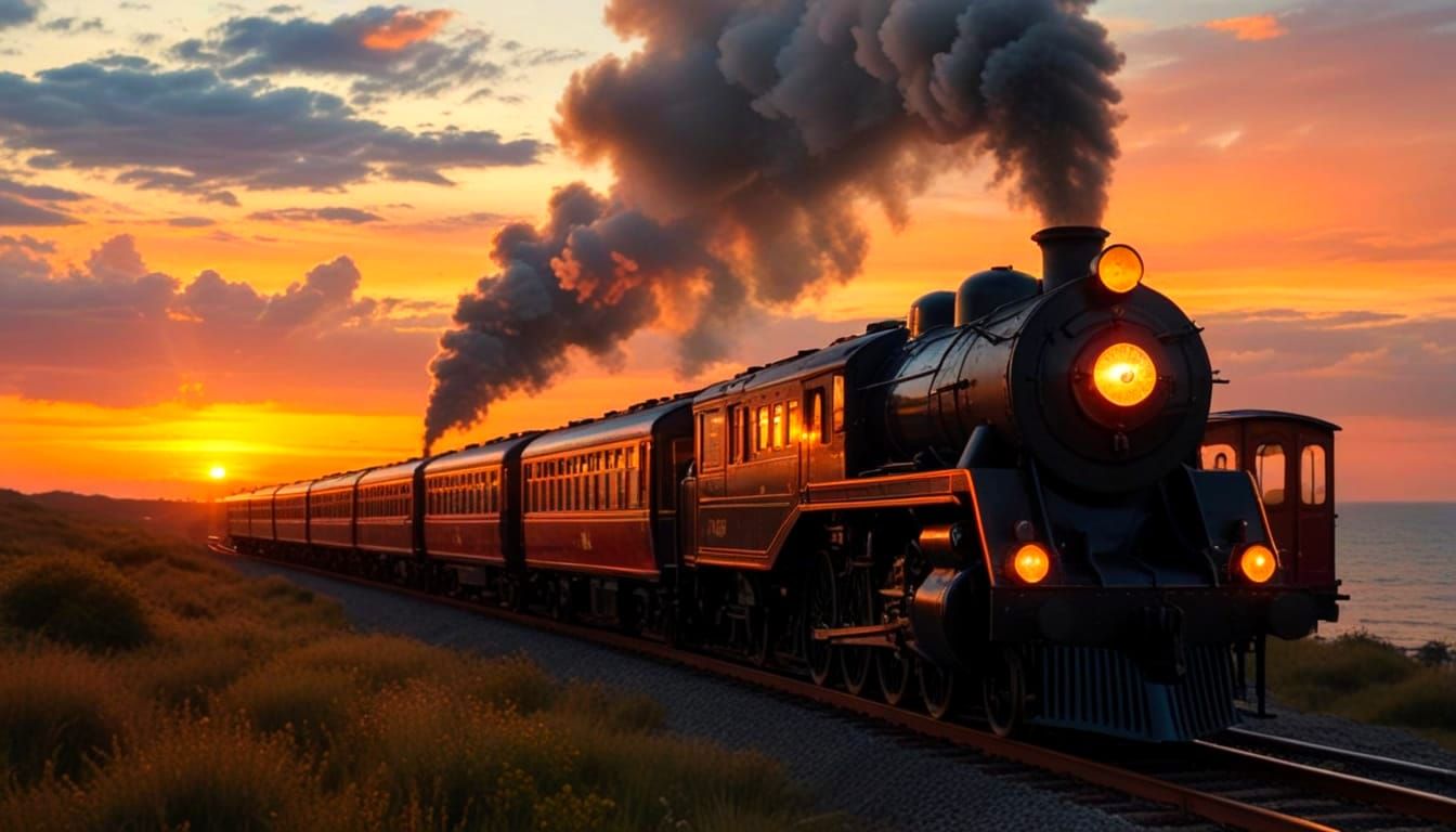 The Orient Express at sunset