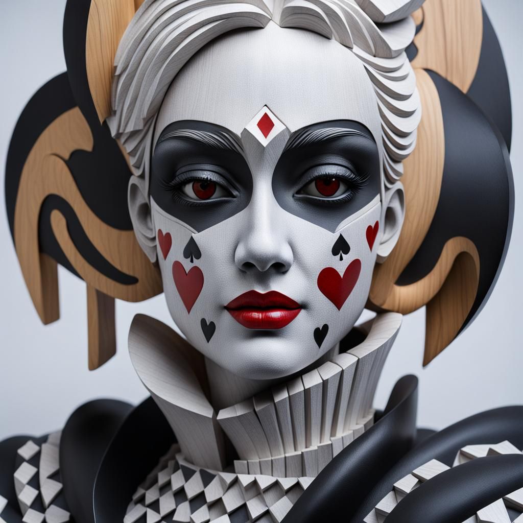 Queen of Hearts Sculpture: Dimensional Metamorphosis