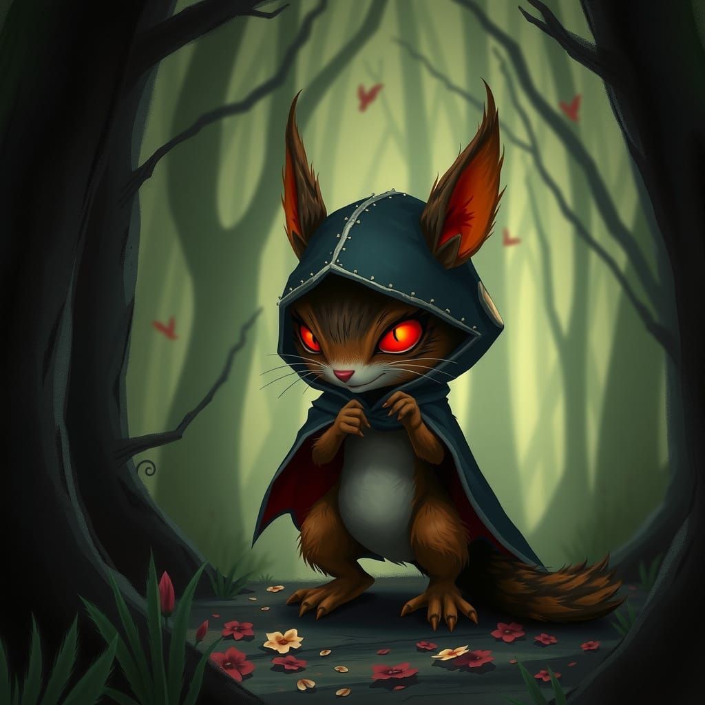 Evil Squirrel Plotting Chaos in Dark Forest