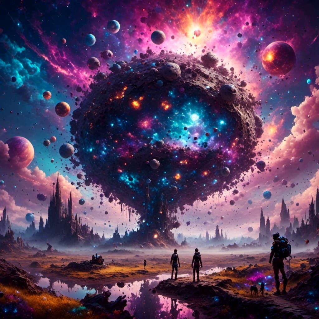 Exo-Planet Settlers in a Purple Fantasy Sci-Fi World
