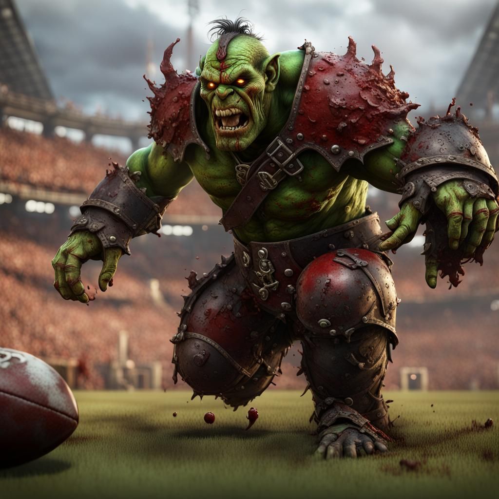 Gothic Blood Bowl Orc on Muddy Pitch