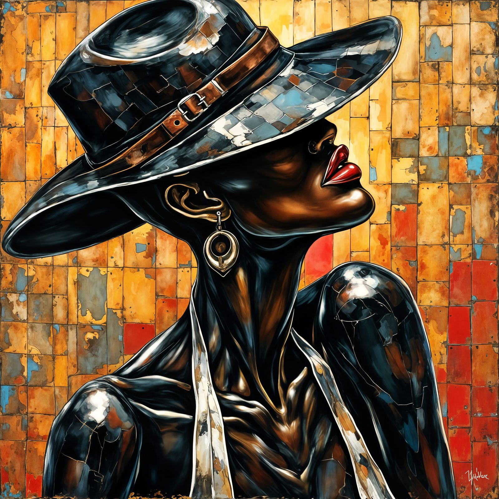 Abstract AI Art: Retrofuturistic Black Woman Meme