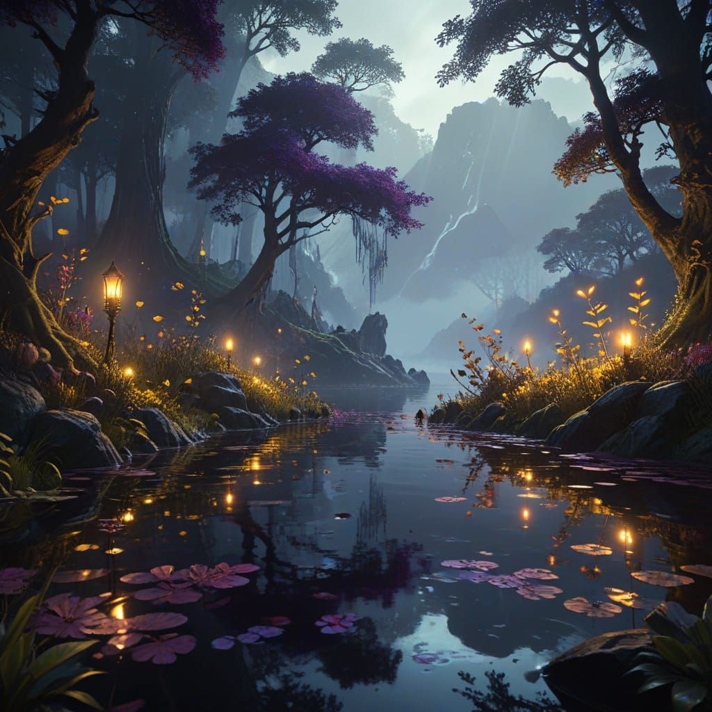 Enchanted Lake: Dark Fantasy Concept Art