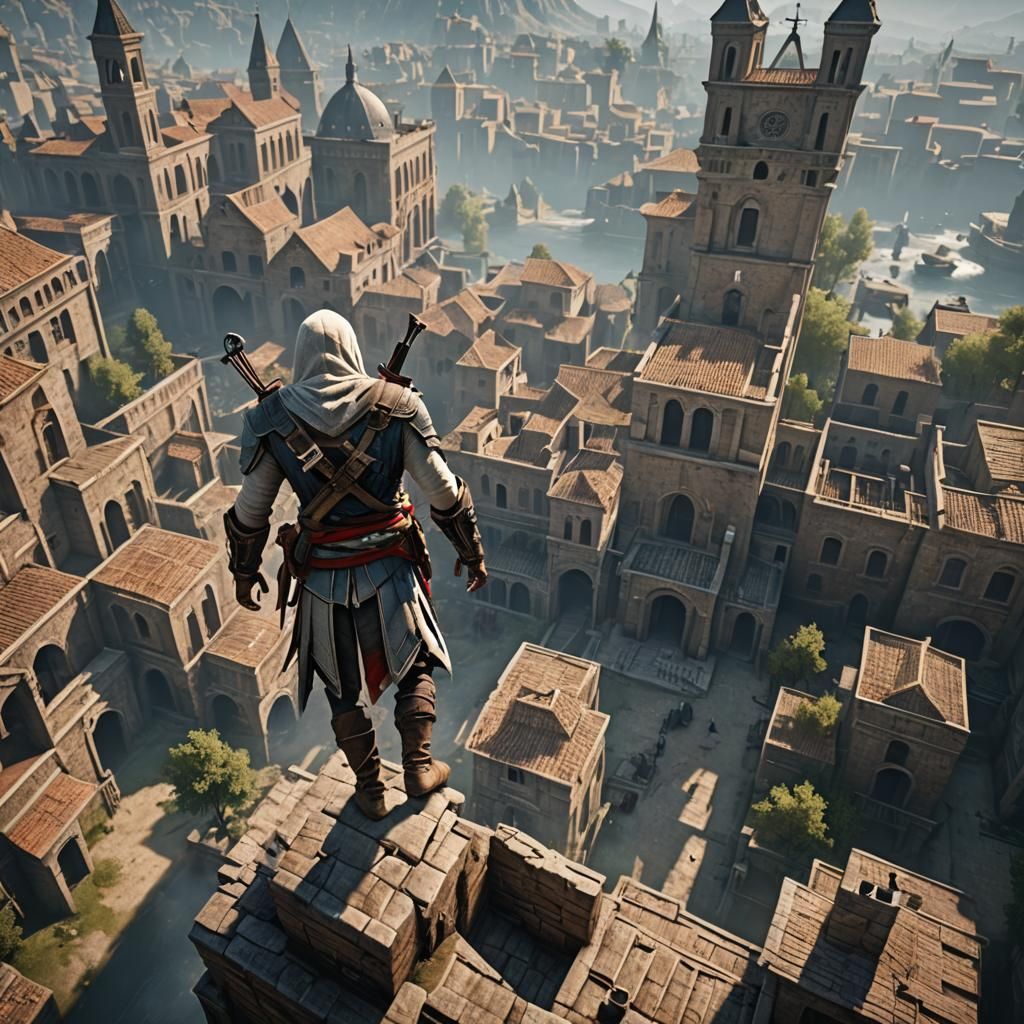 Assassin's Creed Inspired 3D Game Scene