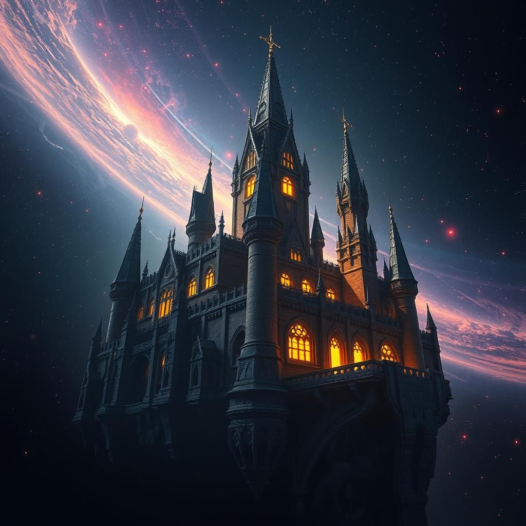 Gothic Castle in Space Concept Art