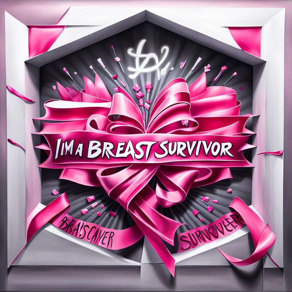 Breast Cancer Awareness Ribbon 3D Airbrushed Art