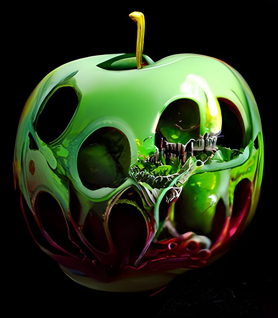 Toxic Skull Apple: Detailed Digital Illustration