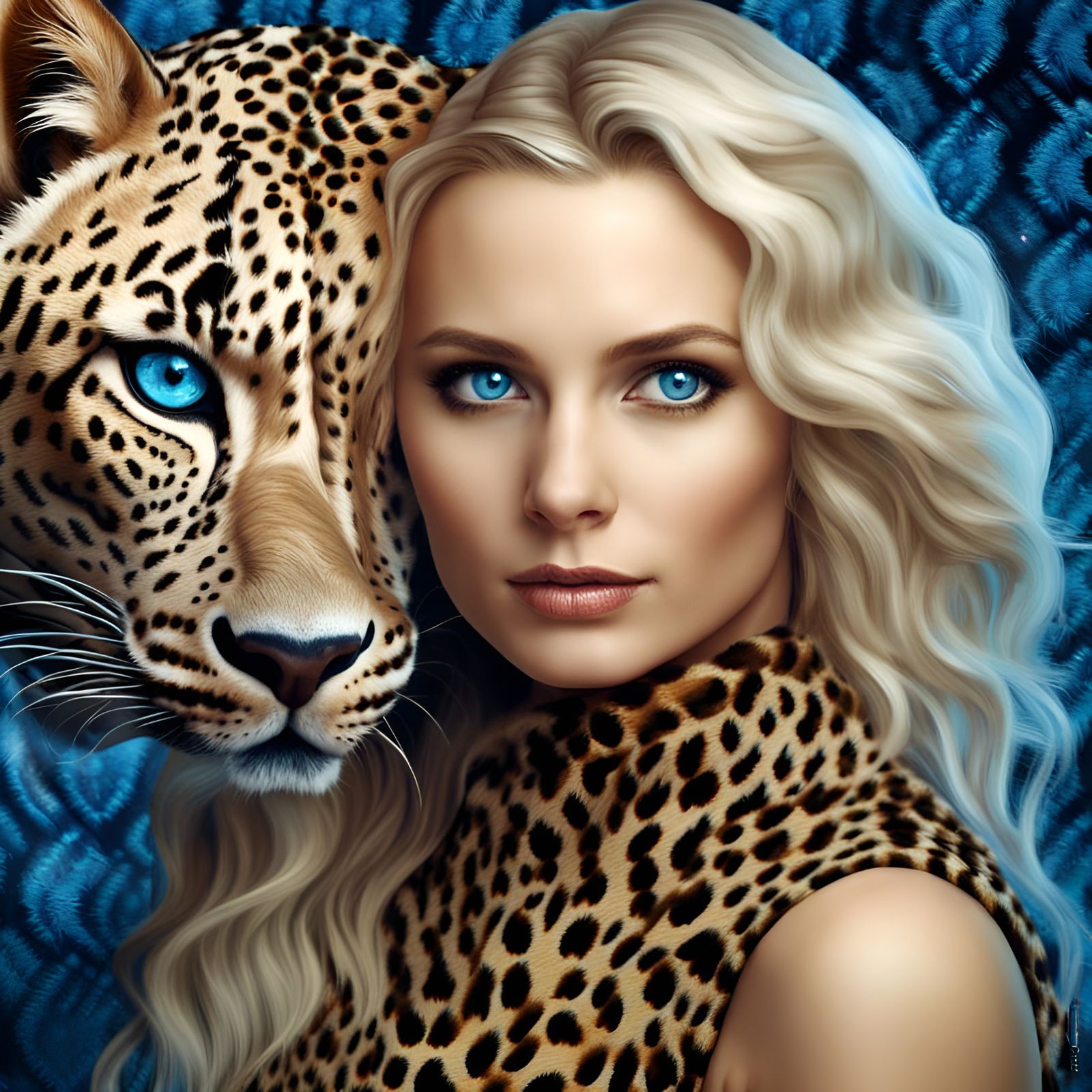 Blonde Woman with Leopard Spots in Fantasy Art