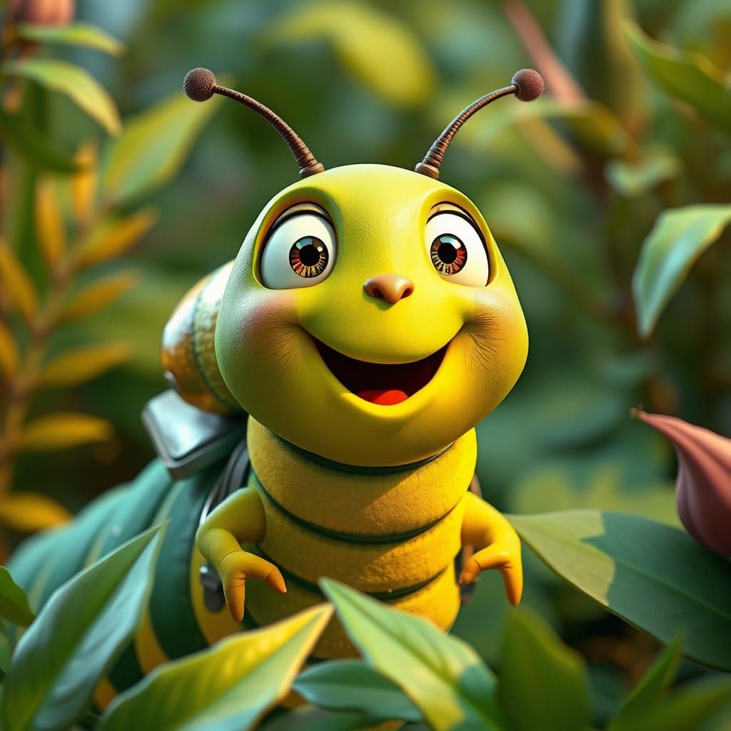 Joyful Caterpillar in Disney Pixar 3D Animation