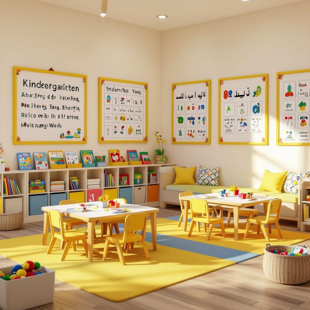 Vibrant Kindergarten Learning Zone 3D Render