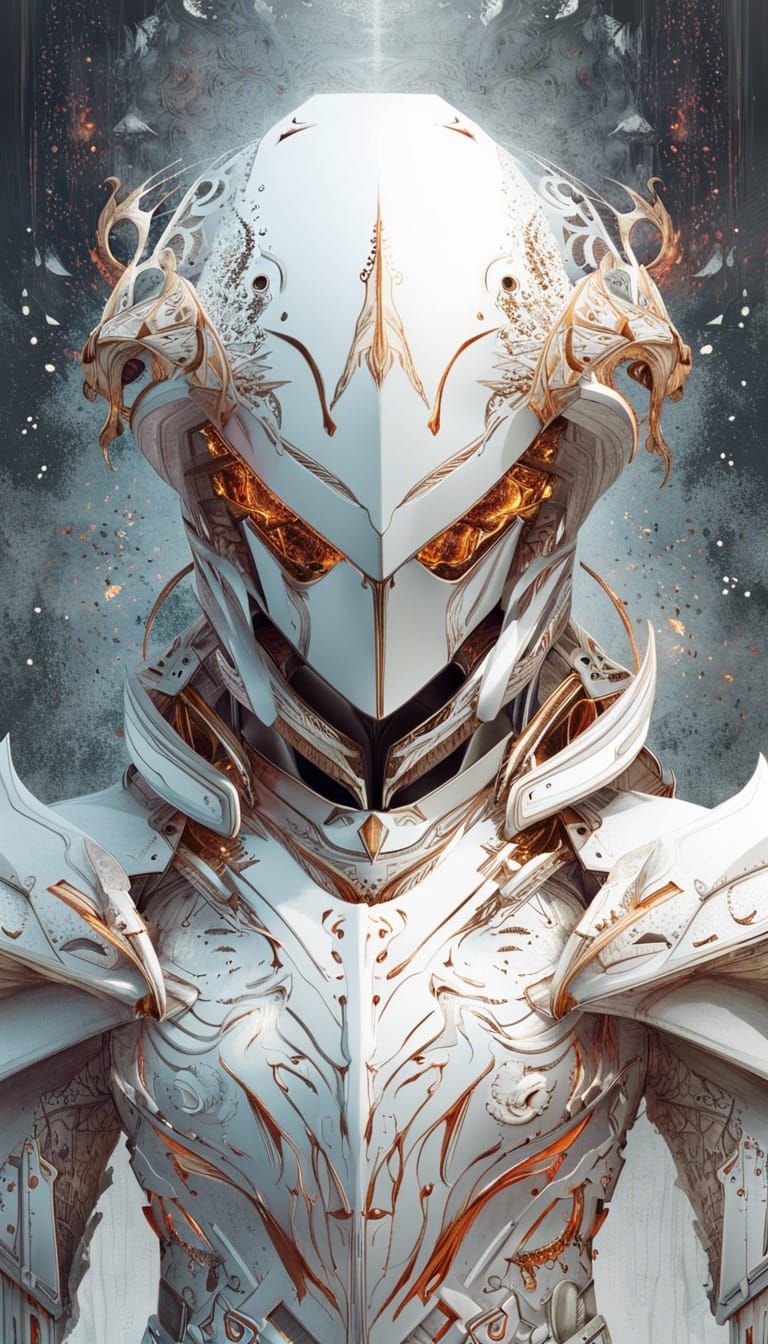 Cosmos Knight with Lava Outlines Digital Painting