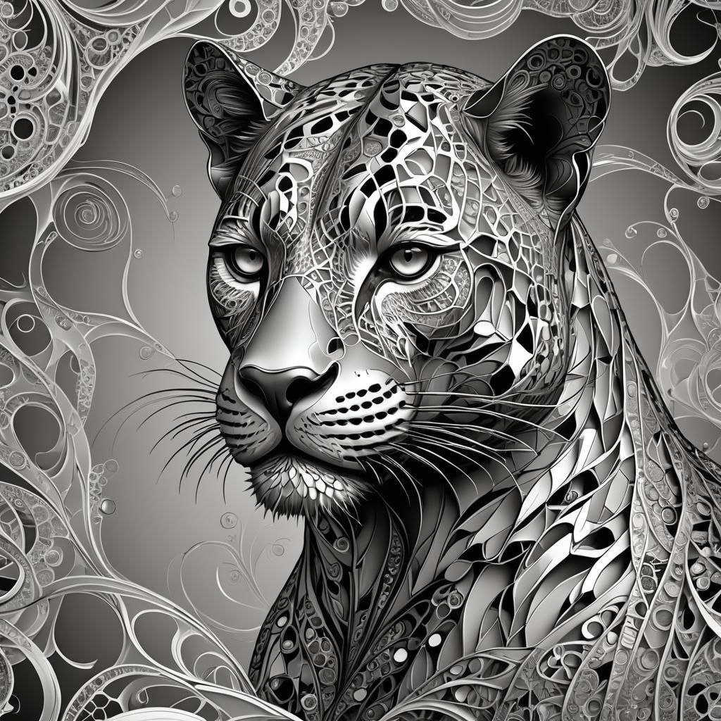 Abstract Fractal Panther with 3D Shading