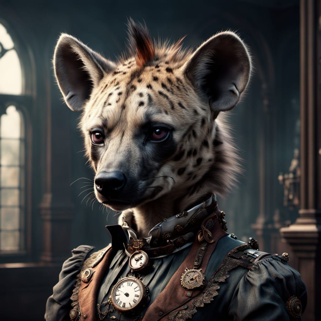 Victorian Steampunk Hyena Digital Painting