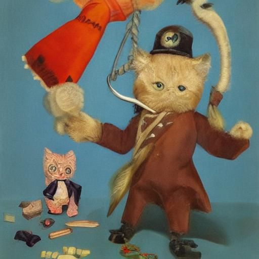 Plush Cat as The Fluffy Magician: Expressionist Portrait