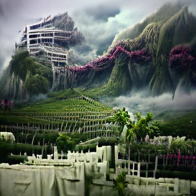 Lost Civilization Overgrown in Vines: Digital Matte Painting