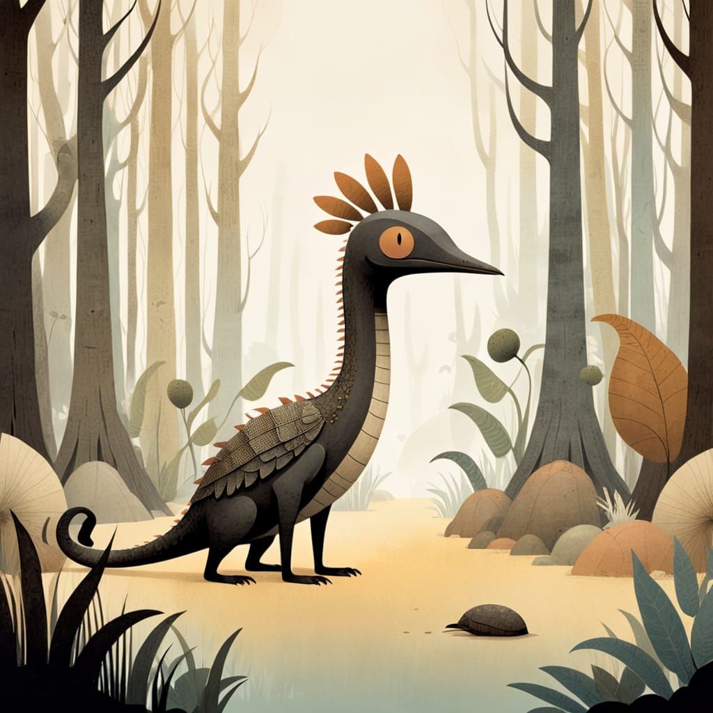 Enchanted Amphisbaena in Whimsical Illustration Style