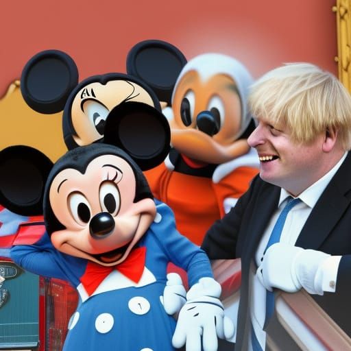 Mickey, Minnie, Goofy, Donald, and Boris Johnson
