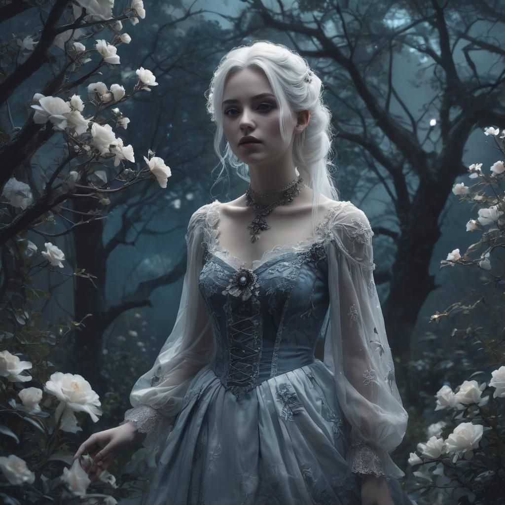 Ghost girl in haunted garden