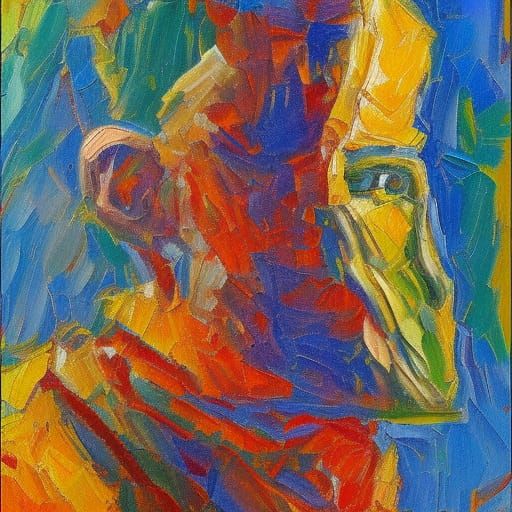 Elderly Viper in Expressionist Oil Painting