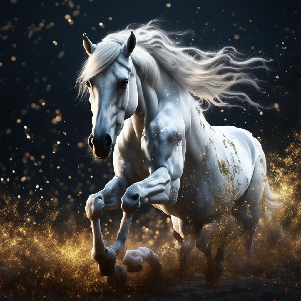 Glitter Mane White Horse: Fantasy Concept Art