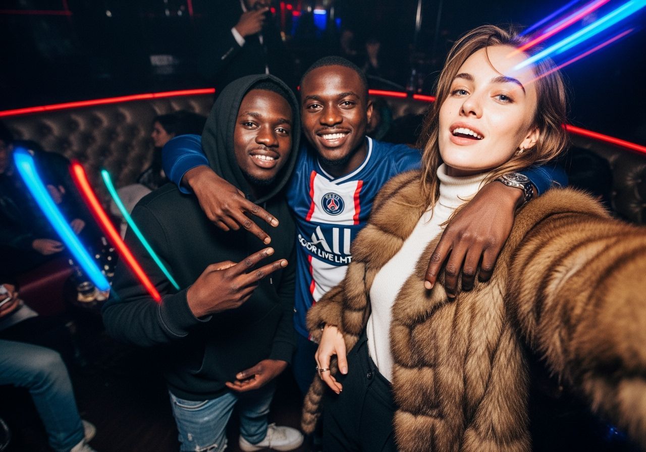 Joyful Selfie in Parisian Nightclub