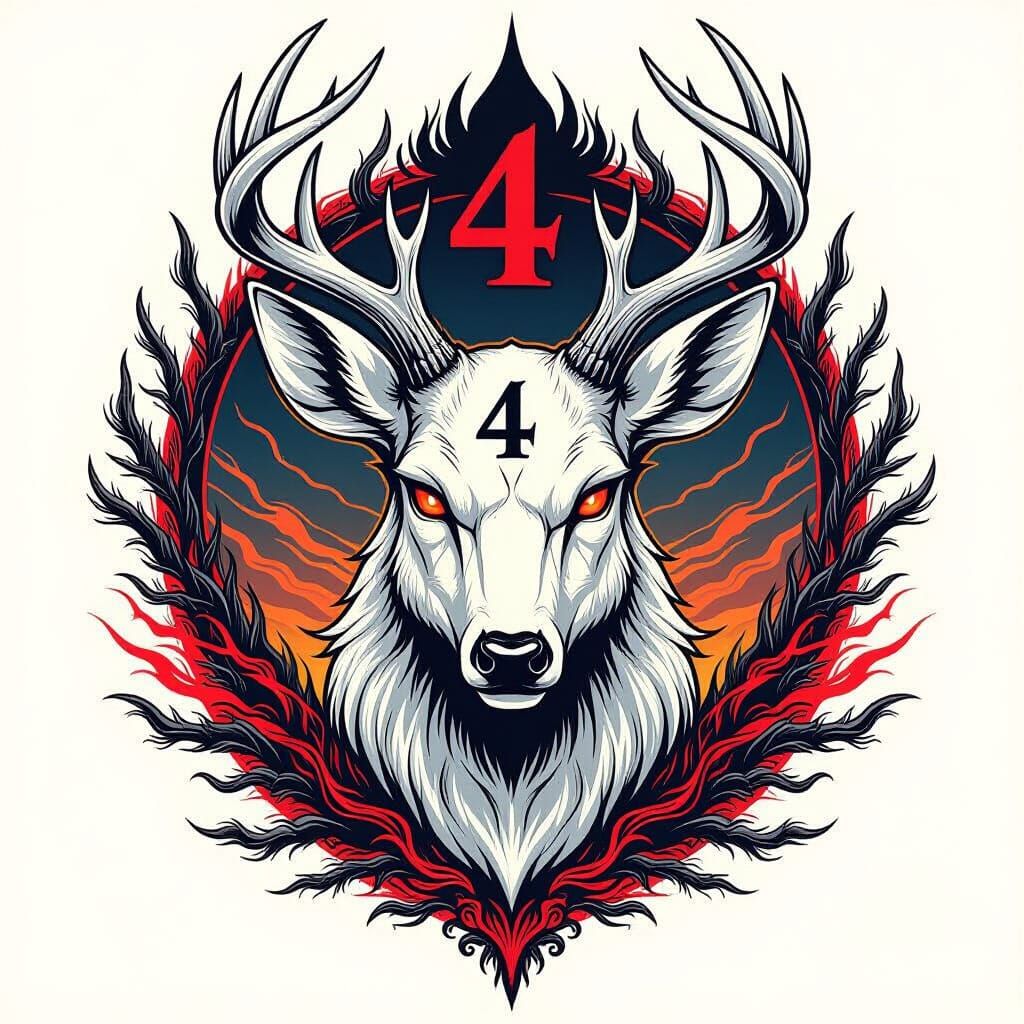 White Deer Tattoo Design in Seven Deadly Sins Anime Style