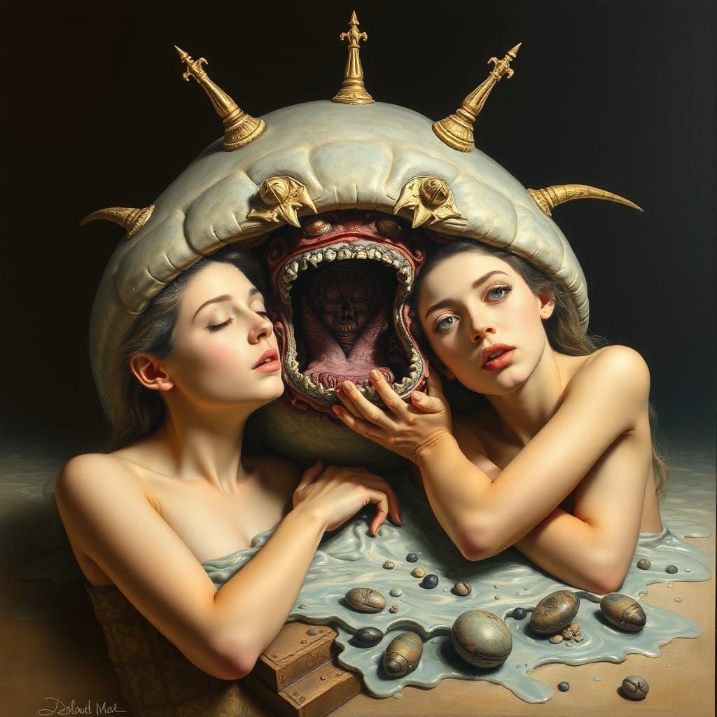 Surreal Clam-Digger in Salvador Dali Style