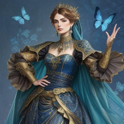 Opulent Embroidered Dress with Rhinestones, Sequins, and Gol...