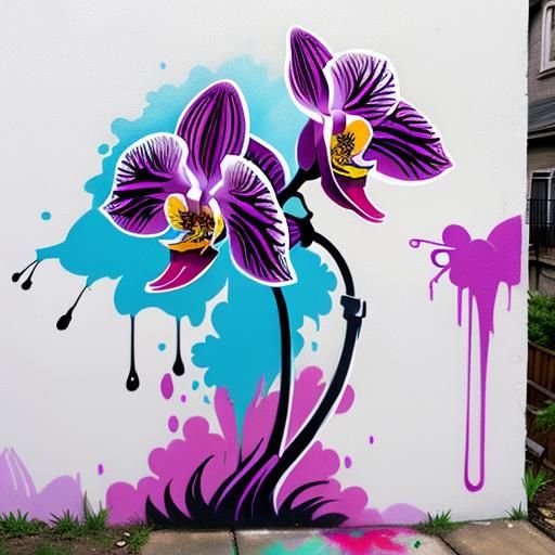 Orchid Graffiti Art Splash Illustration