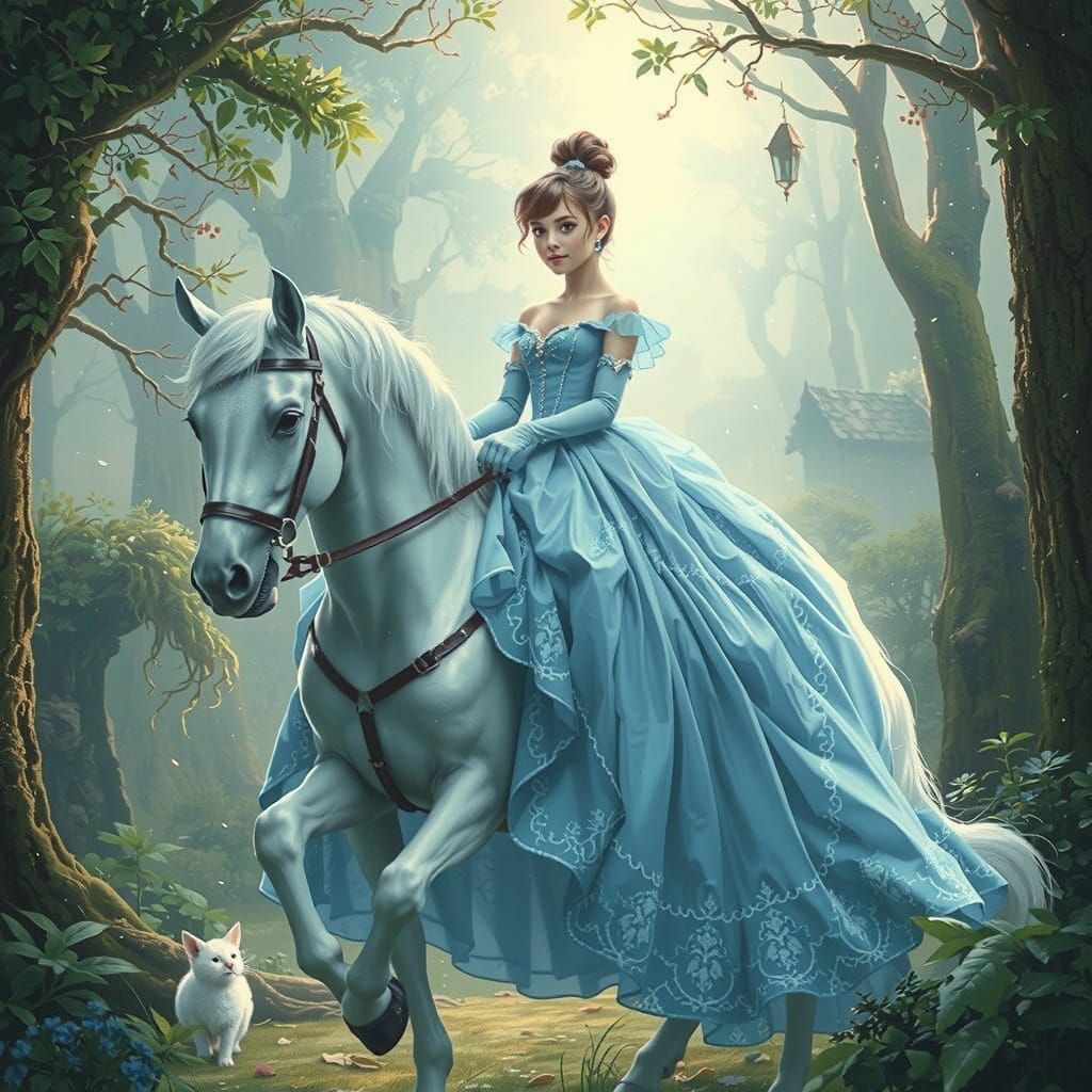 Cinderella on Horseback in Fairy Tale Style