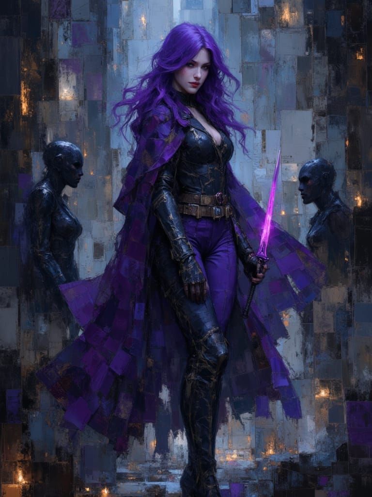 Athletic Rogue Battles Demons in Pen and Ink Style